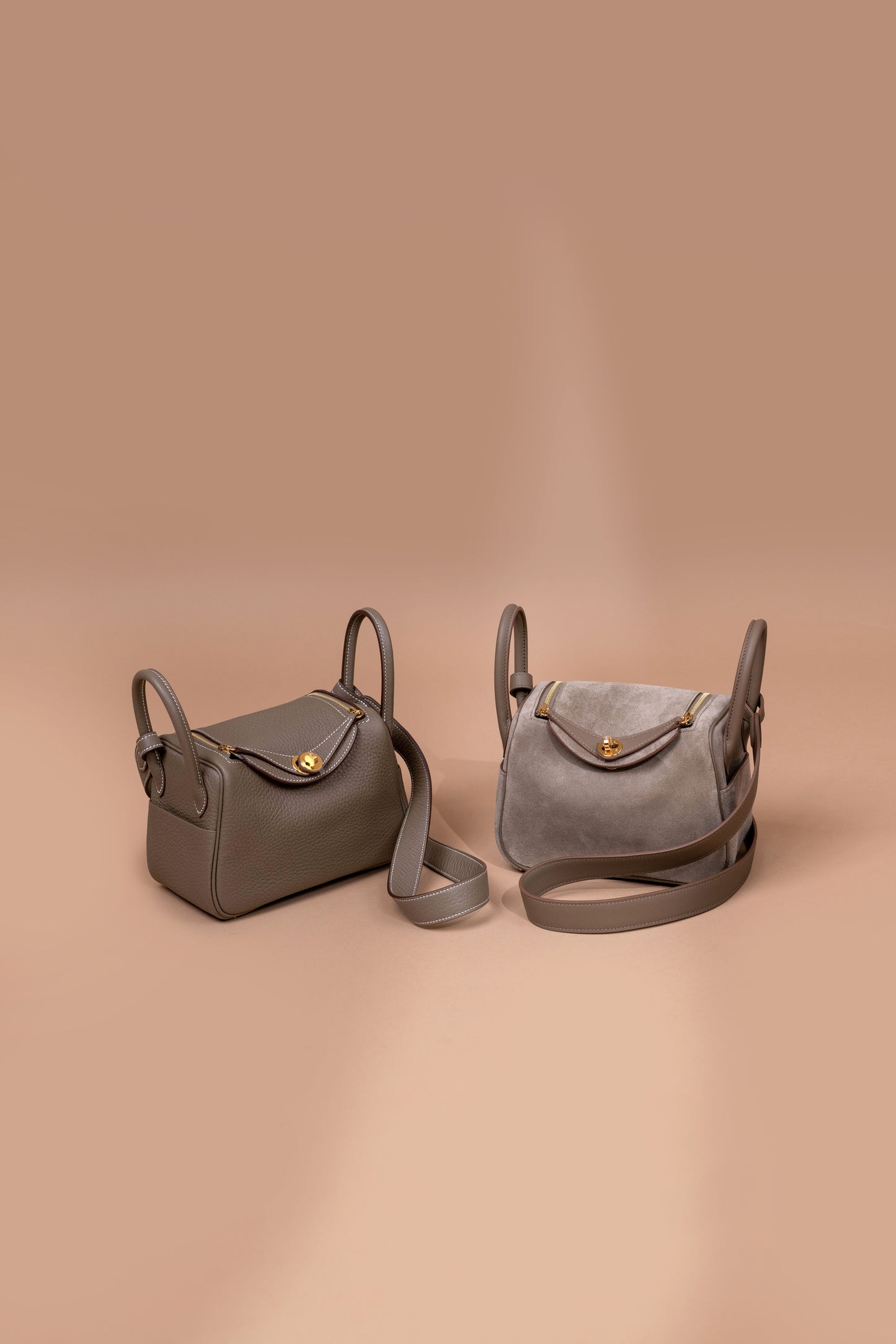 Hermès Mini Lindy 20 Clemence Etoupe vs Grizzly Gris Caillou/Etoupe GHW