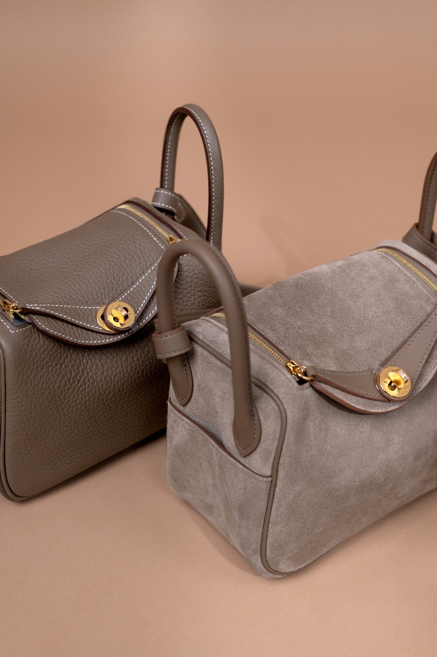 Hermès Mini Lindy 20 Clemence Etoupe vs Grizzly Gris Caillou/Etoupe GHW