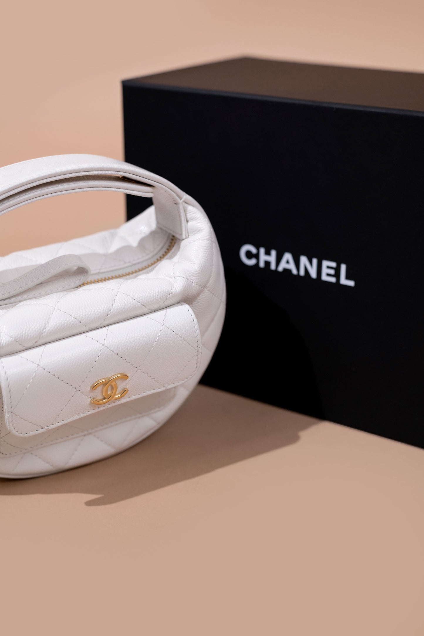 Chanel White Polly Pocket Pouch Hobo Caviar & White Flat Mary Janes