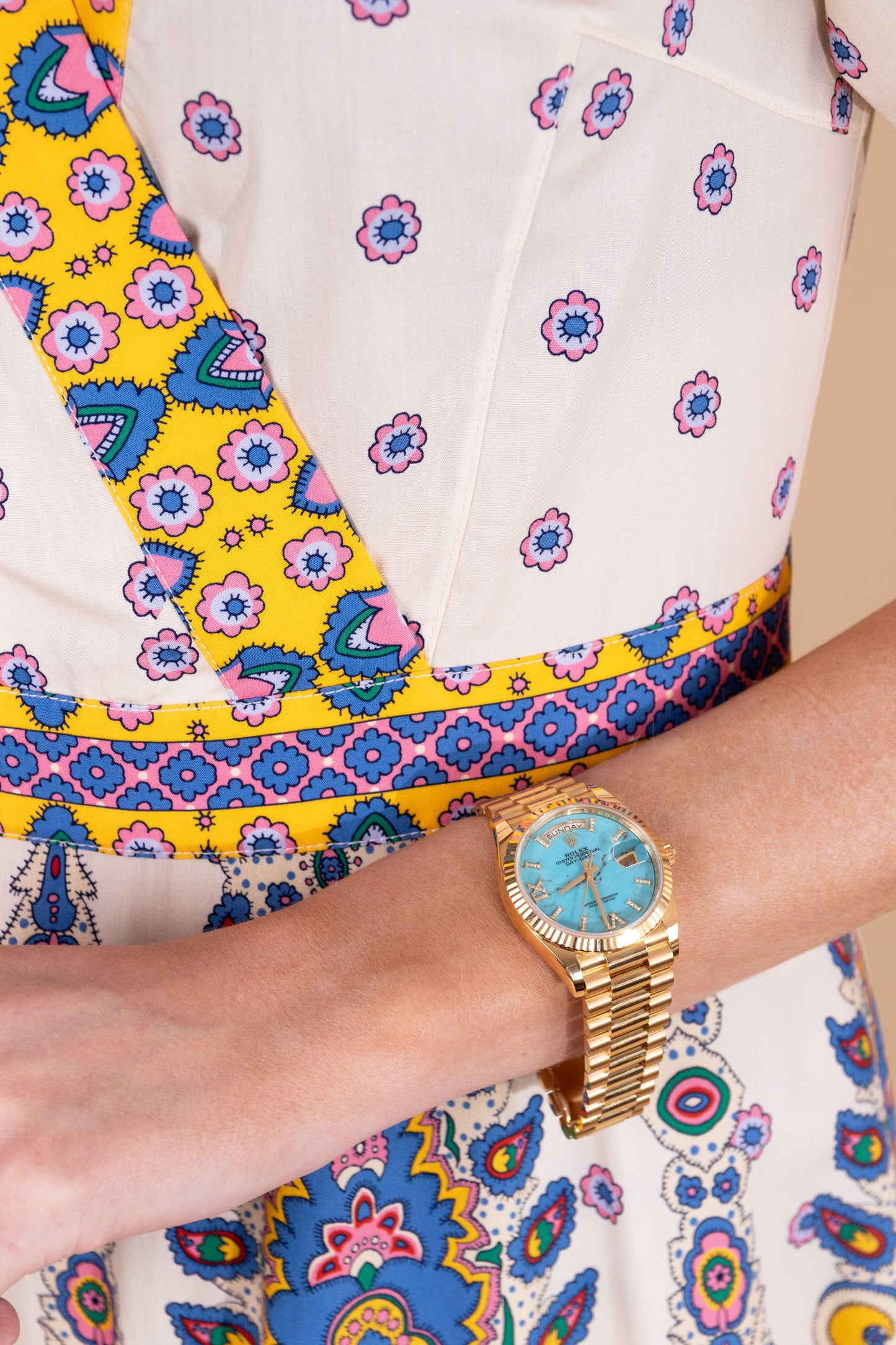 Rolex Day Date Yellow Gold Watch in 36mm with Turquoise Dial