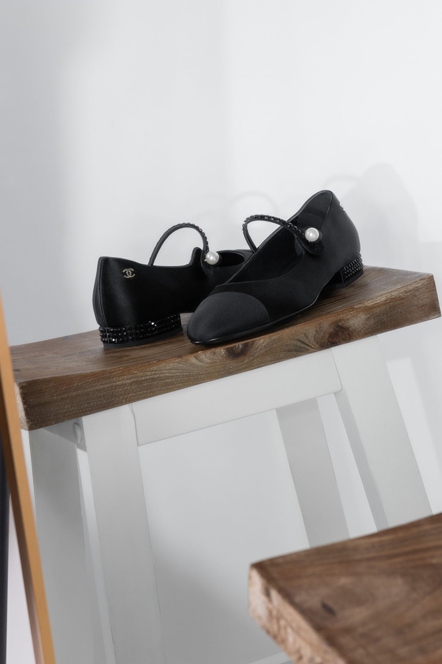 Chanel Mary Janes With Crystals Black
