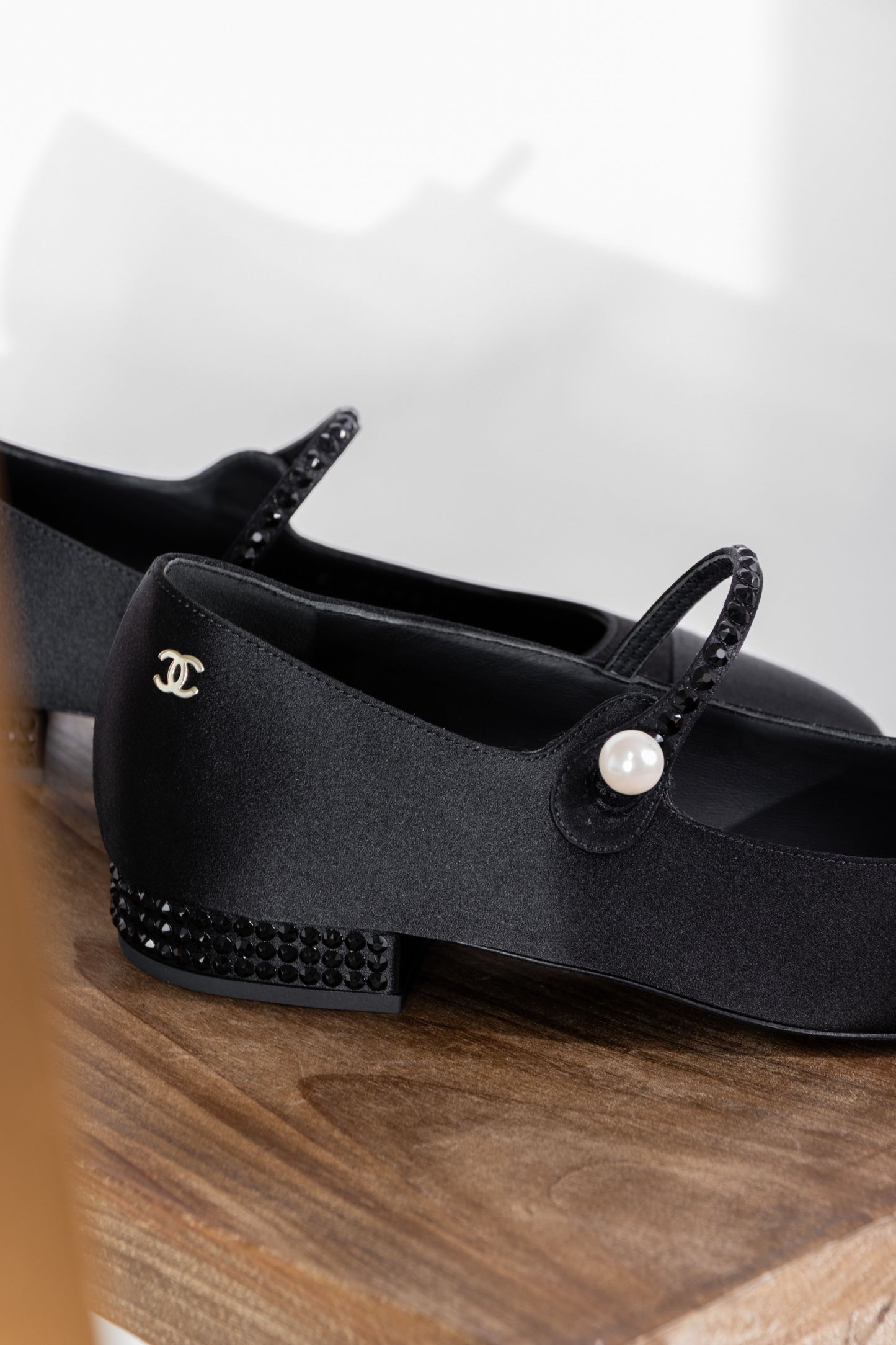 Chanel Mary Janes With Crystals Black