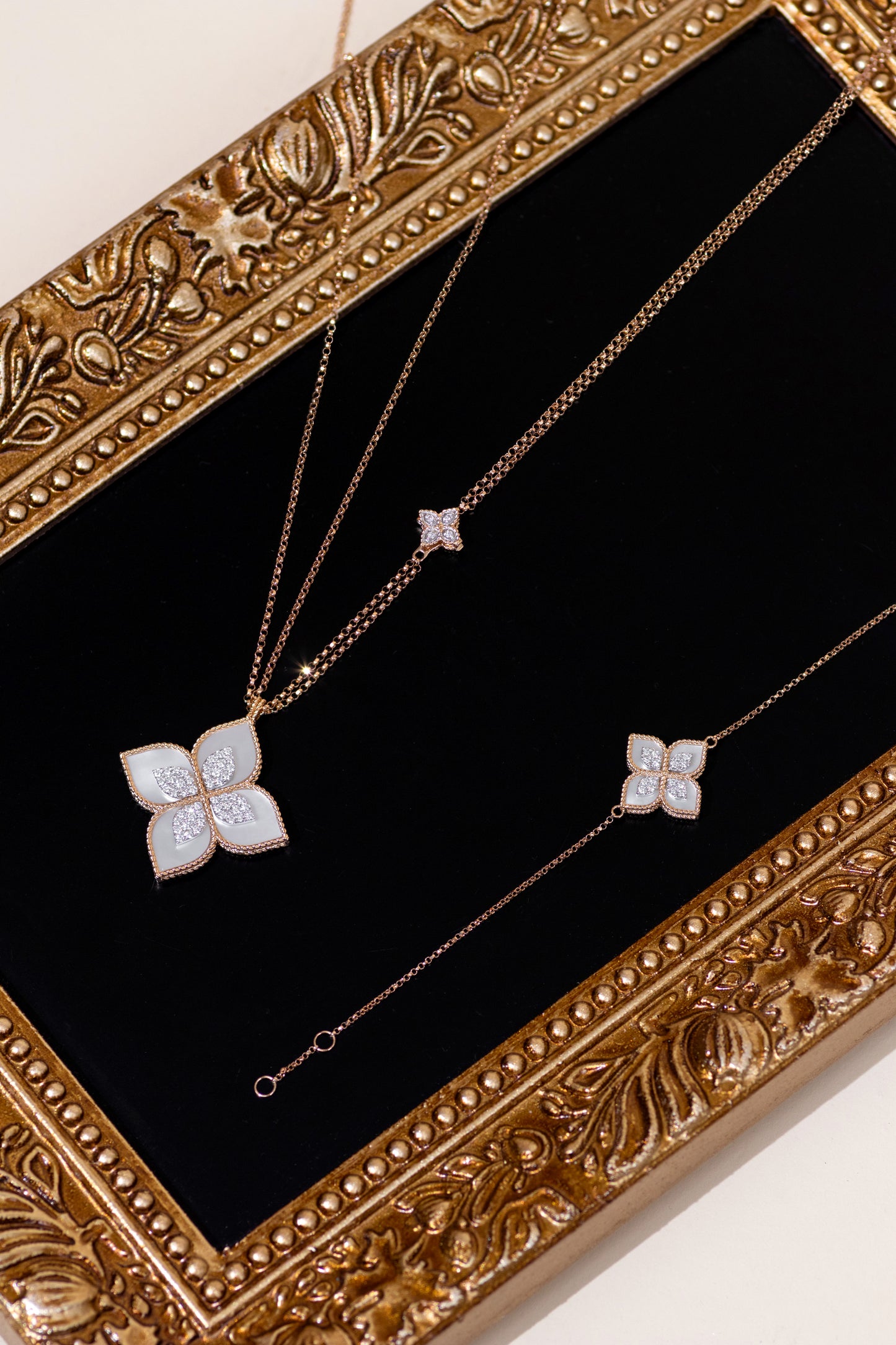 Roberto Coin Venetian Princess Diamond & Mother of Pearl Flower Long Necklace
