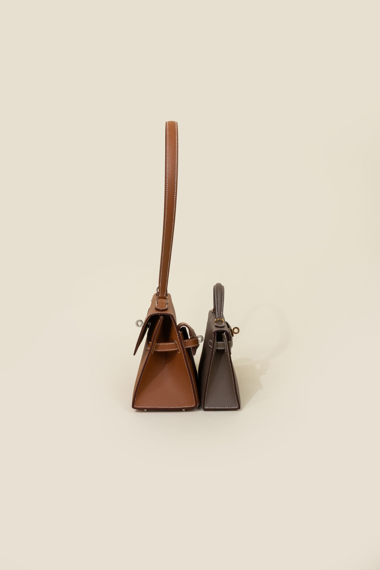 Hermès Kelly Desordre 20 Epsom Gold PHW & Mini Kelly 20 Epsom Etoupe GHW