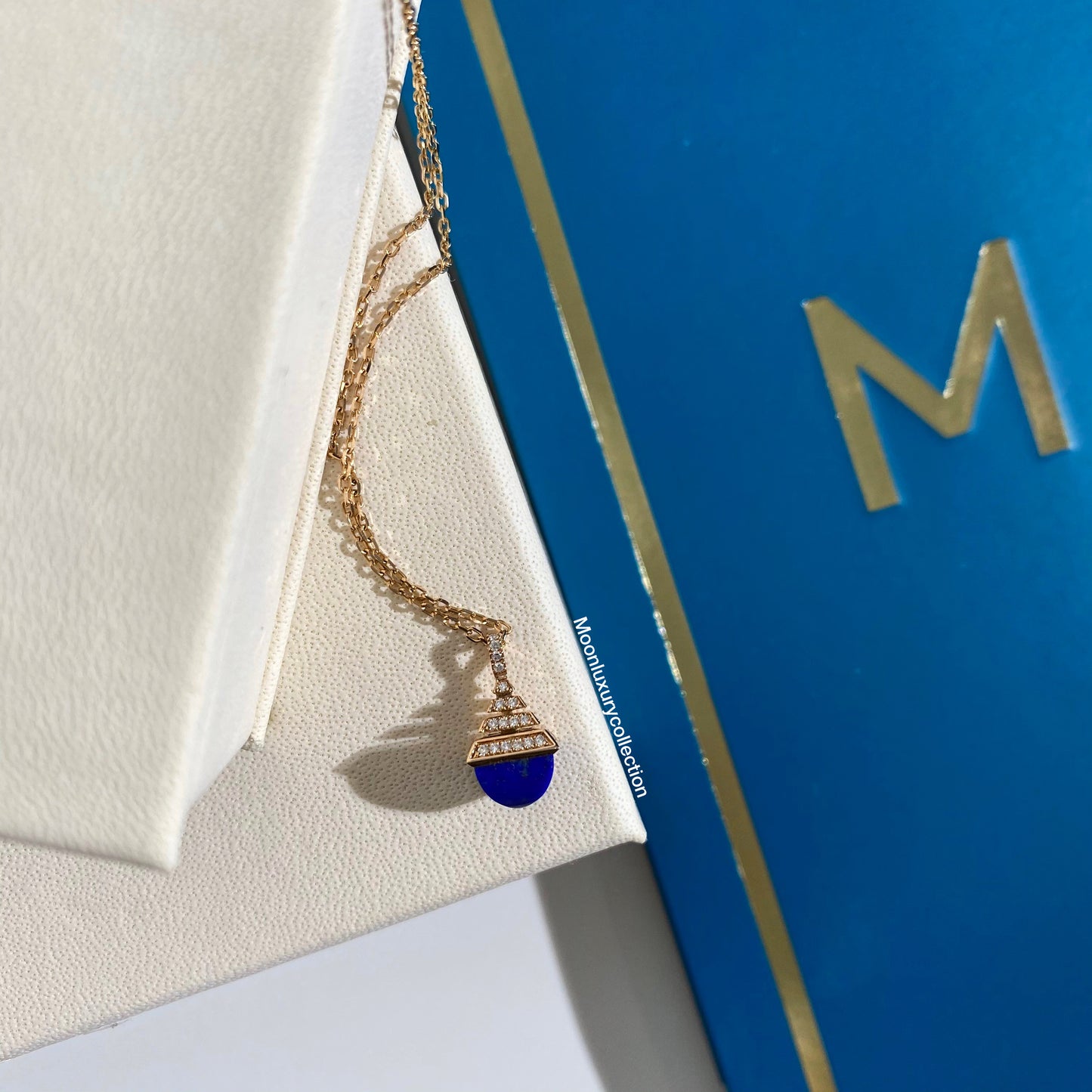 Marli Cleo Diamond Ring and Necklace in Gold and Lapis