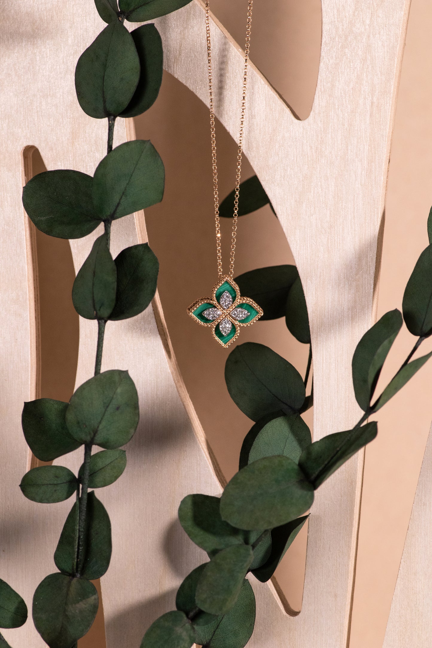 Roberto Coin Venetian Princess Flower Malachite Necklace