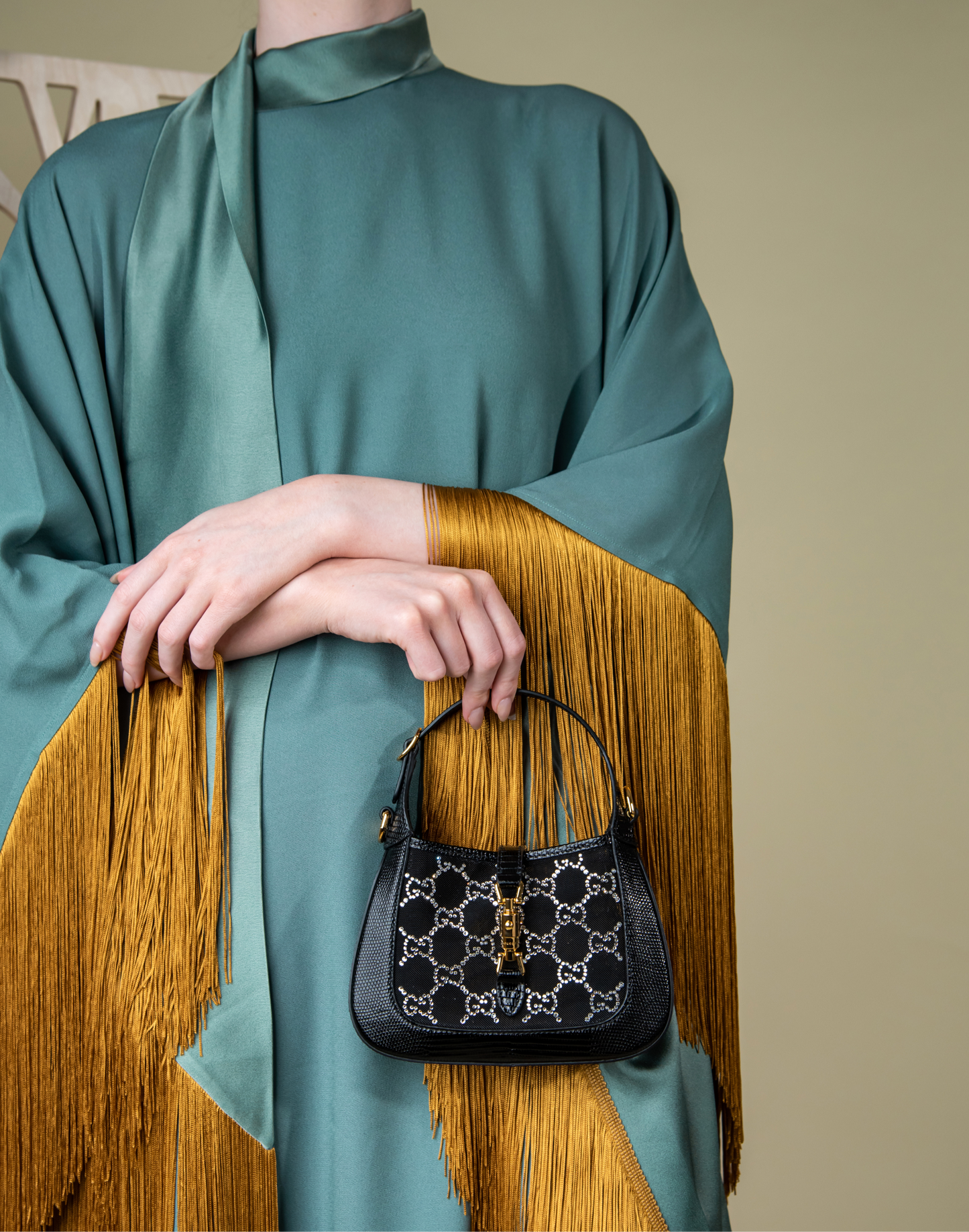 Gucci Jackie 1961 Mini Crystal GG Lizard Bag