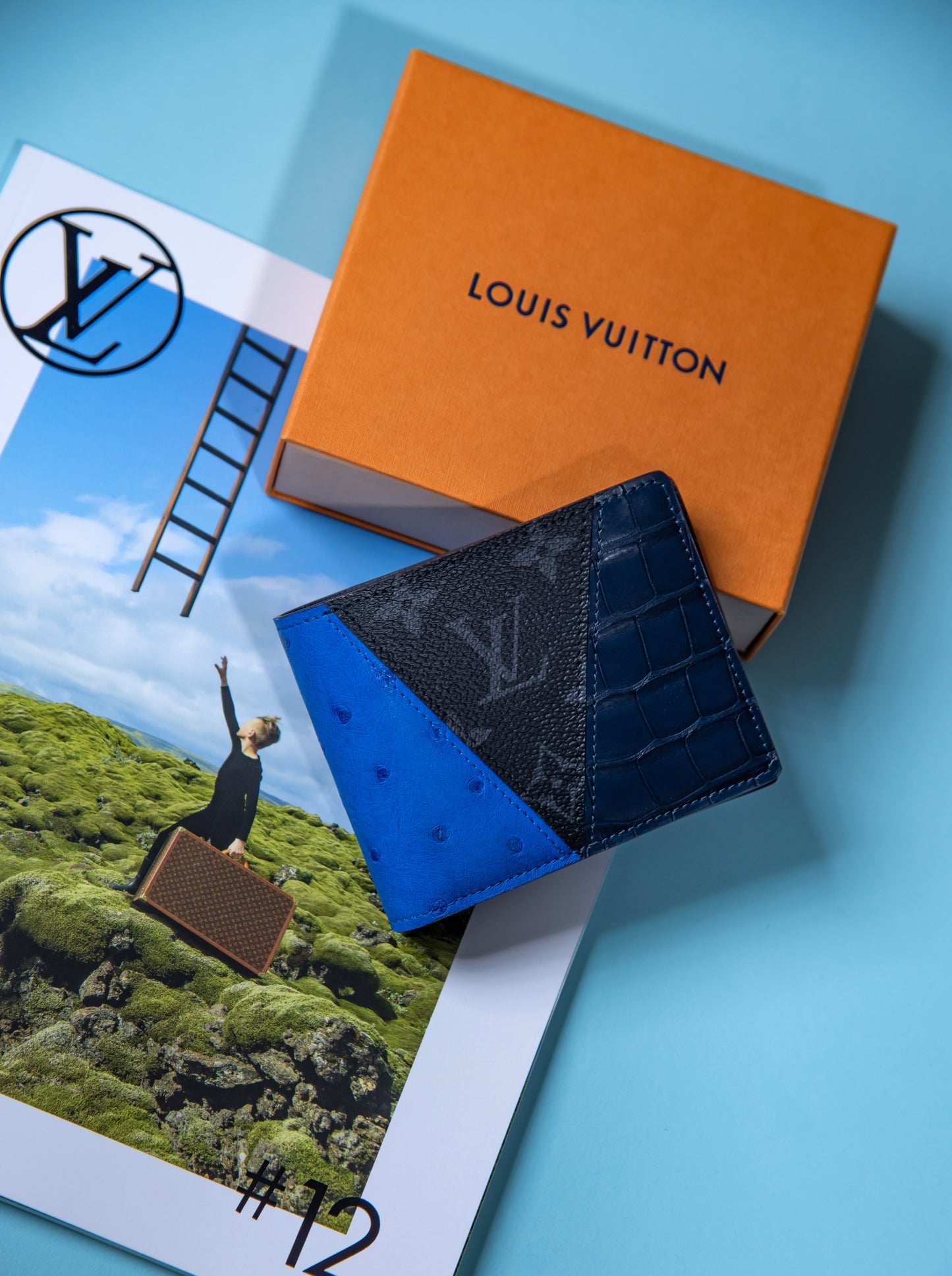 Louis Vuitton Wallet Tri-skin Ostrich/Crocodile/Monogram Leather
