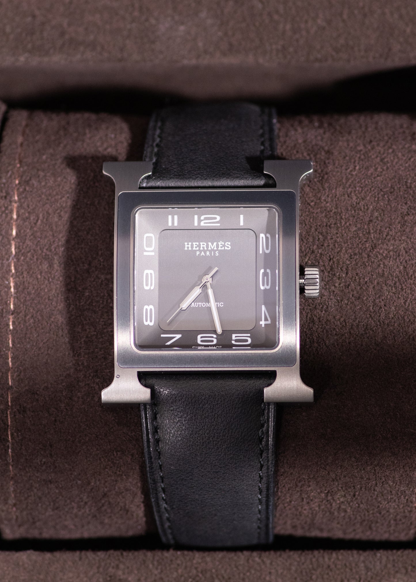 Hermès Heure H - Automatic 30.5mm Brushed Black Titaninum Watch with Black Dial