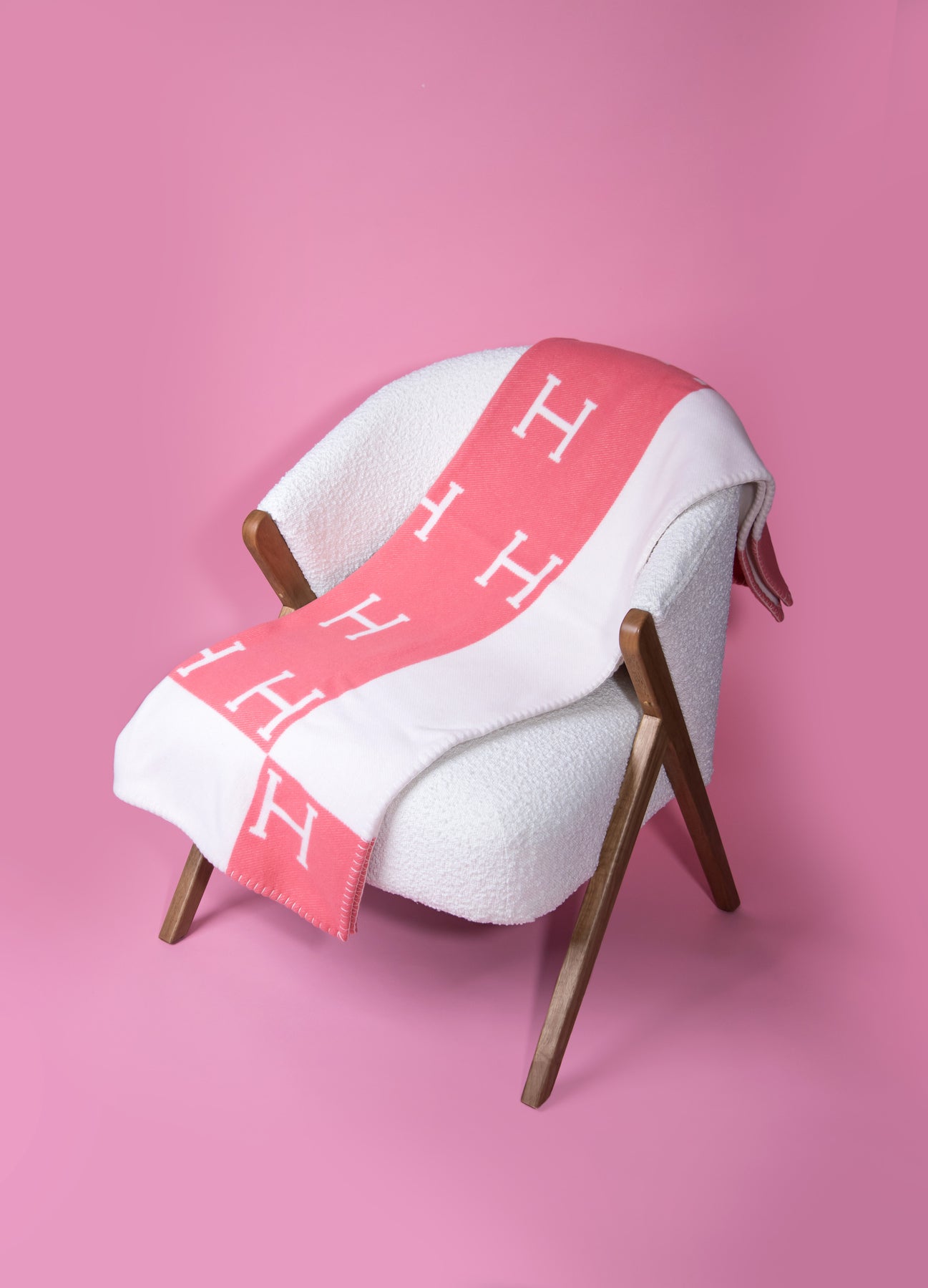 Hermès Avalon Baby Blanket in Rose Airelle/White