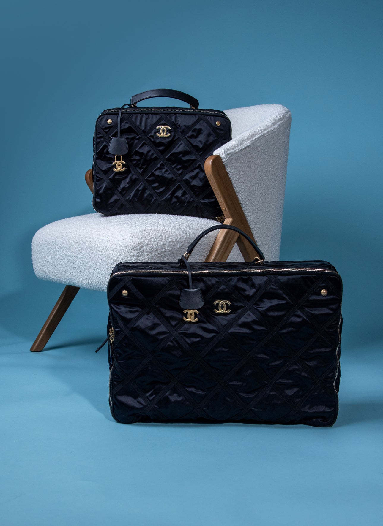 Chanel Small & Large Black Nylon Travel Bags