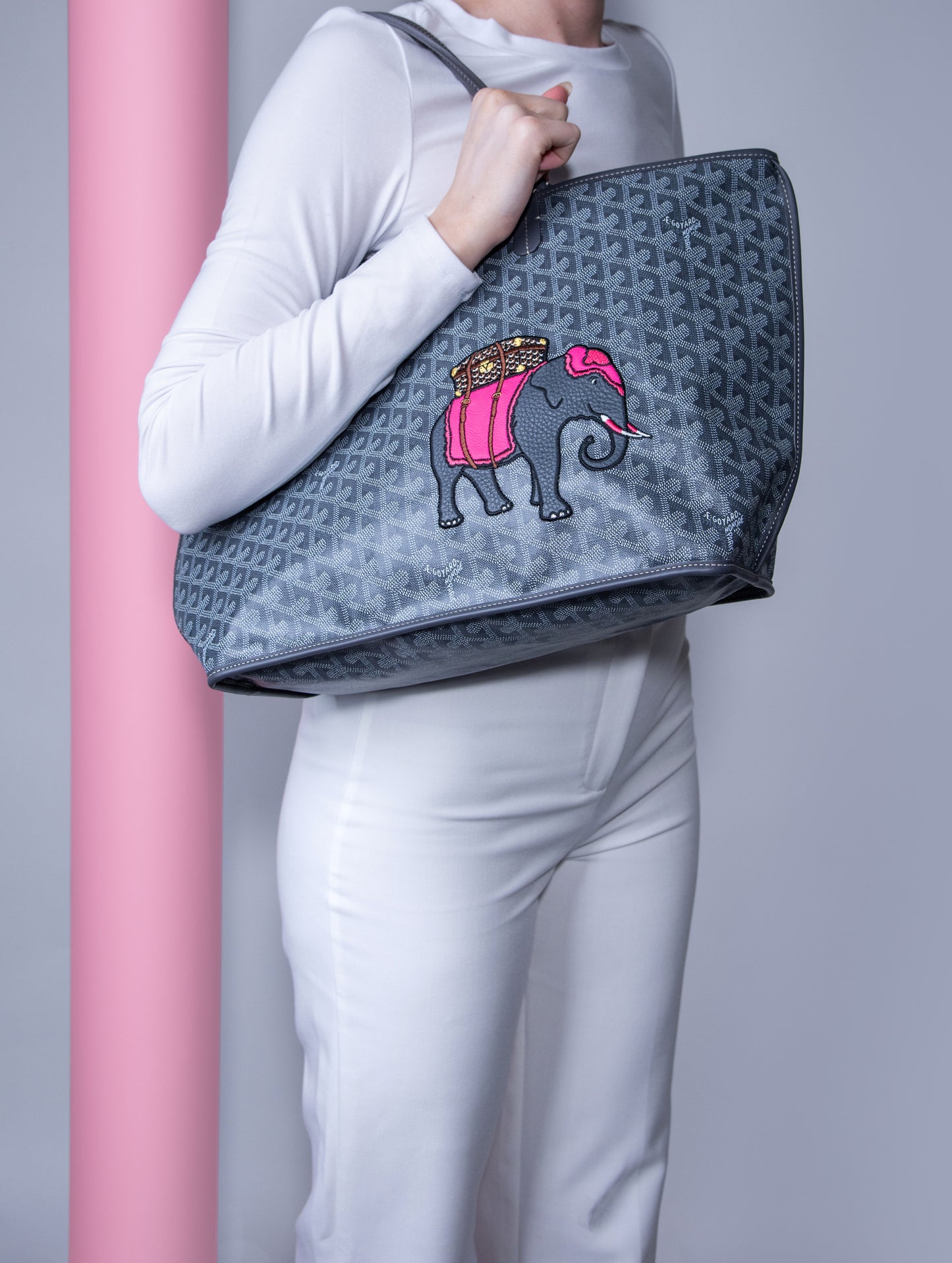 Goyard Reversible Embroidered Pink Anjou PM Bag