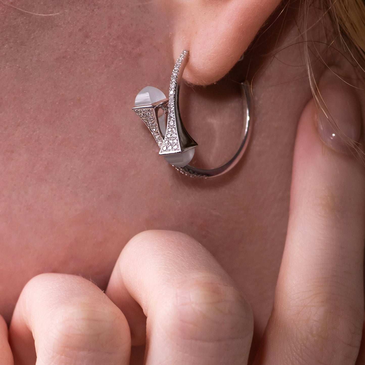 Marli Cleo Diamond Milky Aqua Earrings