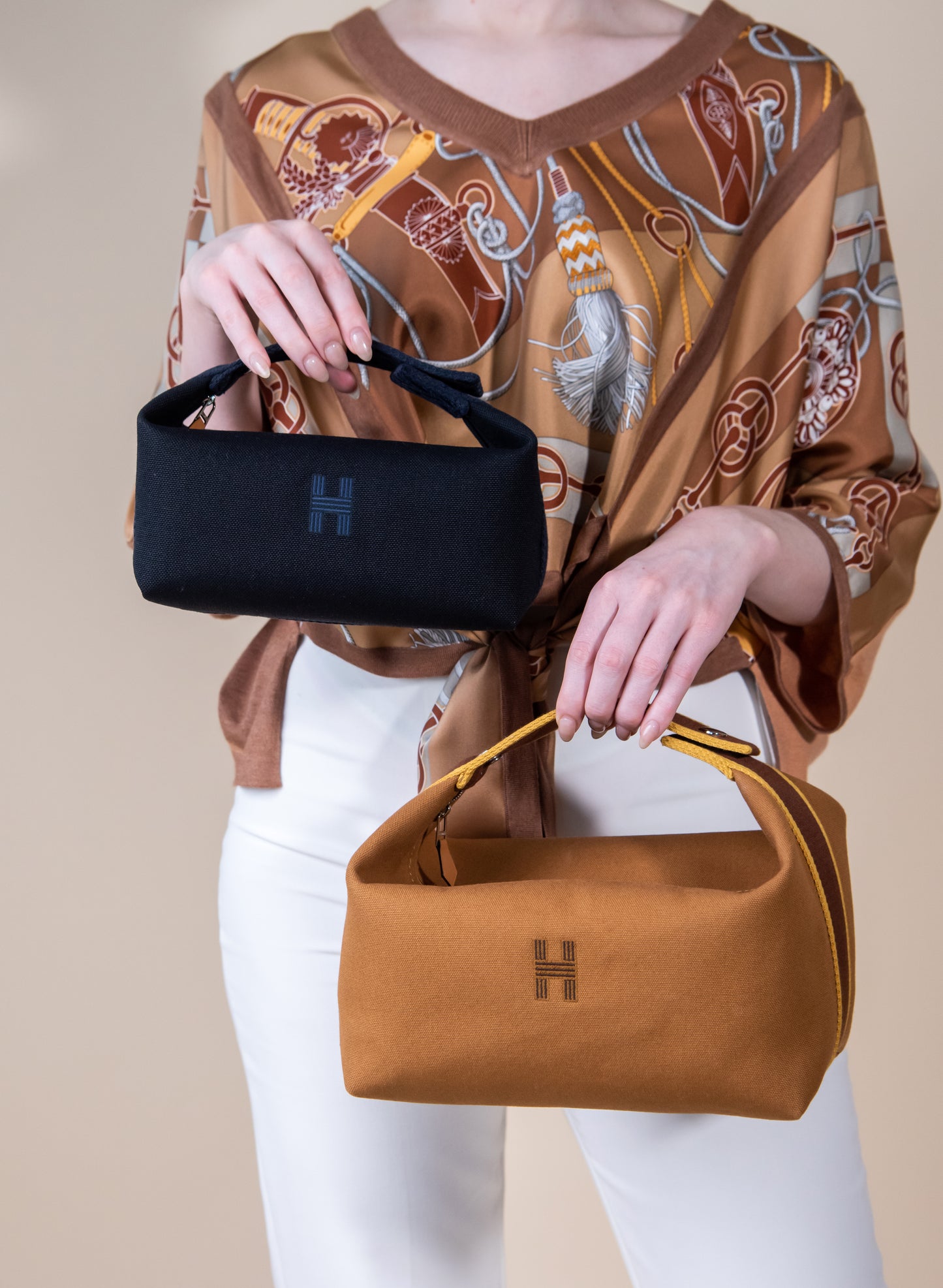 Hermès Bride-A-Brac Case in Small Navy & Large Beige