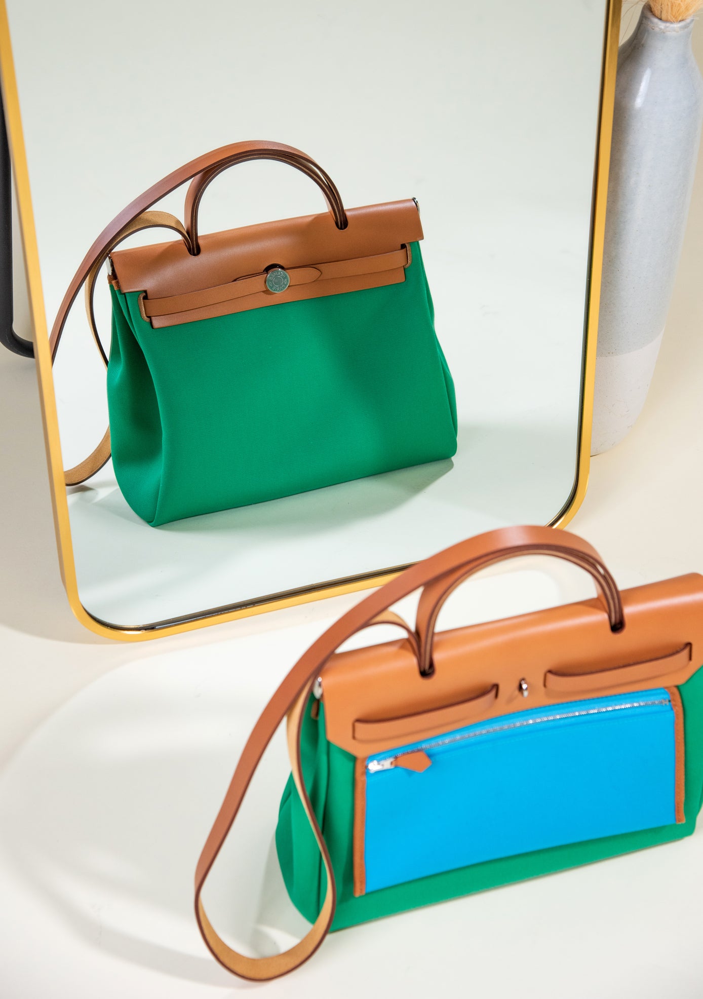Hermès Herbag 31 Menthe/Fauve