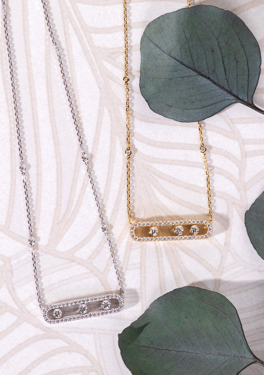 Messika Move Necklace in White Gold and Yellow Gold