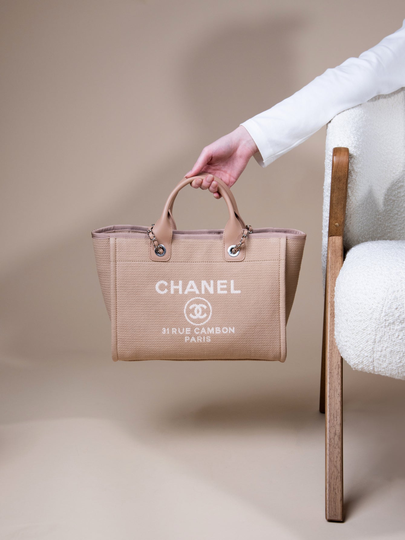 Chanel Deauville Small Beige Shopping Bag