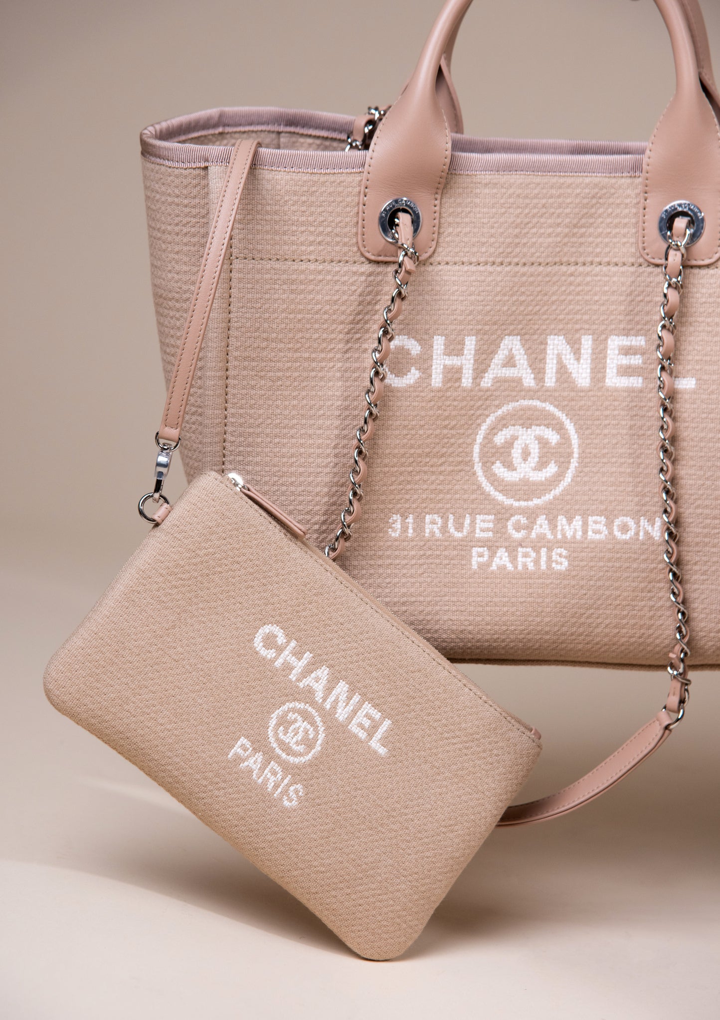 Chanel Deauville Small Beige Shopping Bag