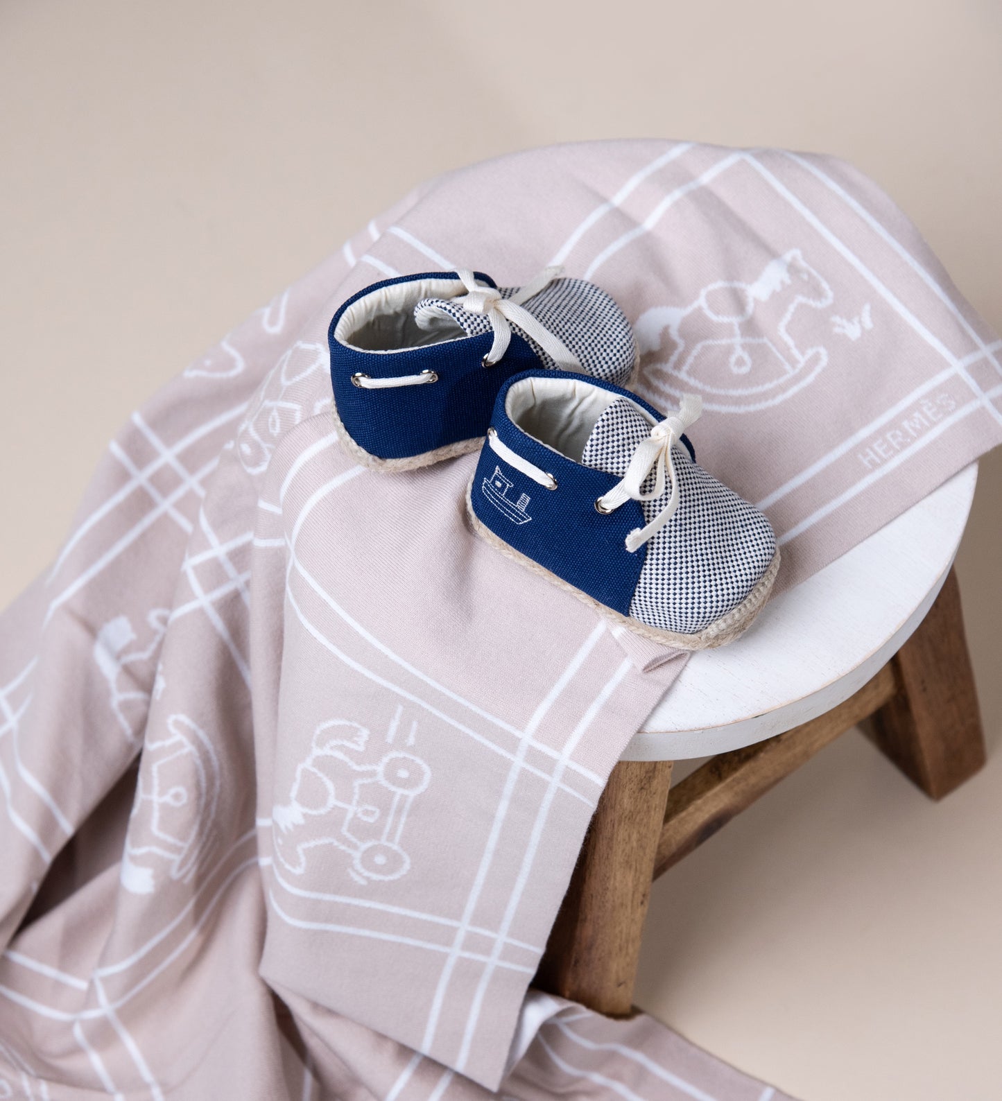 Hermès Baby Espadrilles in Marine Canvas