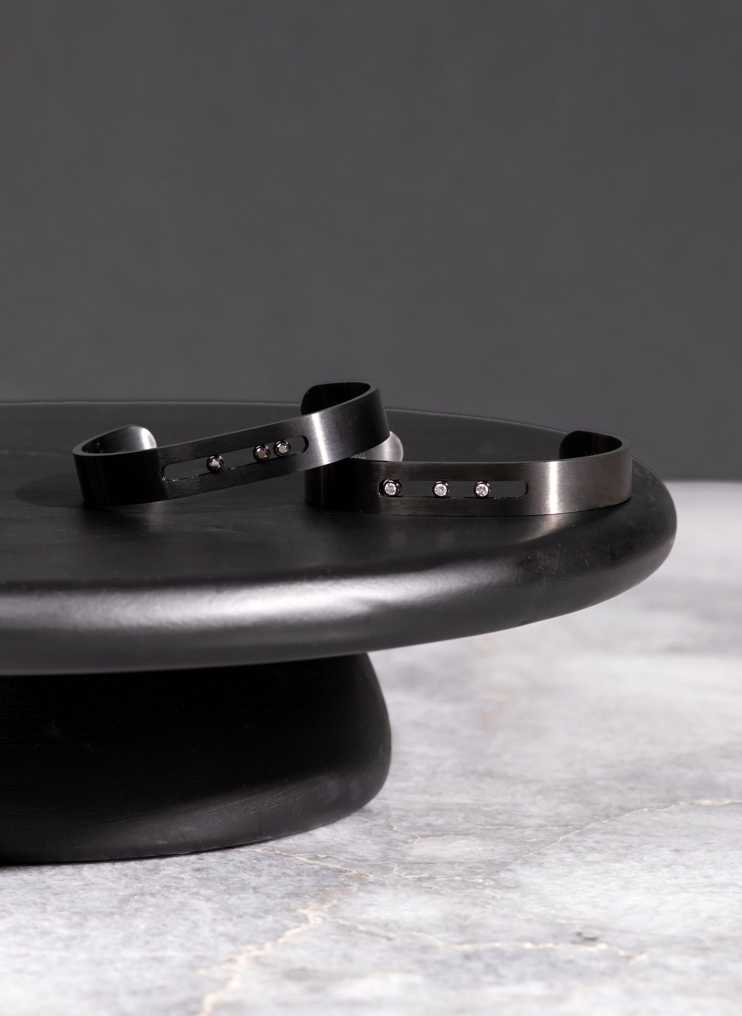 Messika Mens Bangle- Black and Platinum