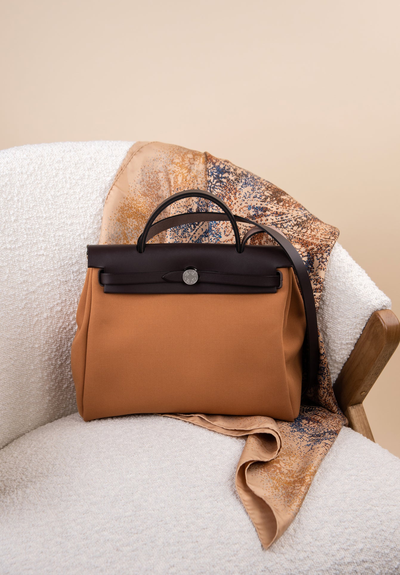 Hermès Herbag 31 Zip Retourne in Dune - Etoupe/Ebene