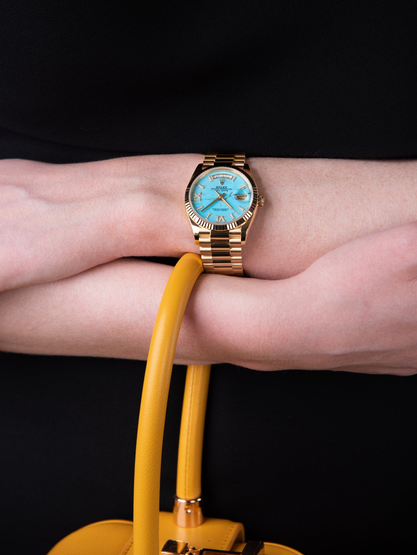 Rolex Day Date Yellow Gold Watch in 36mm with Turquoise Dial