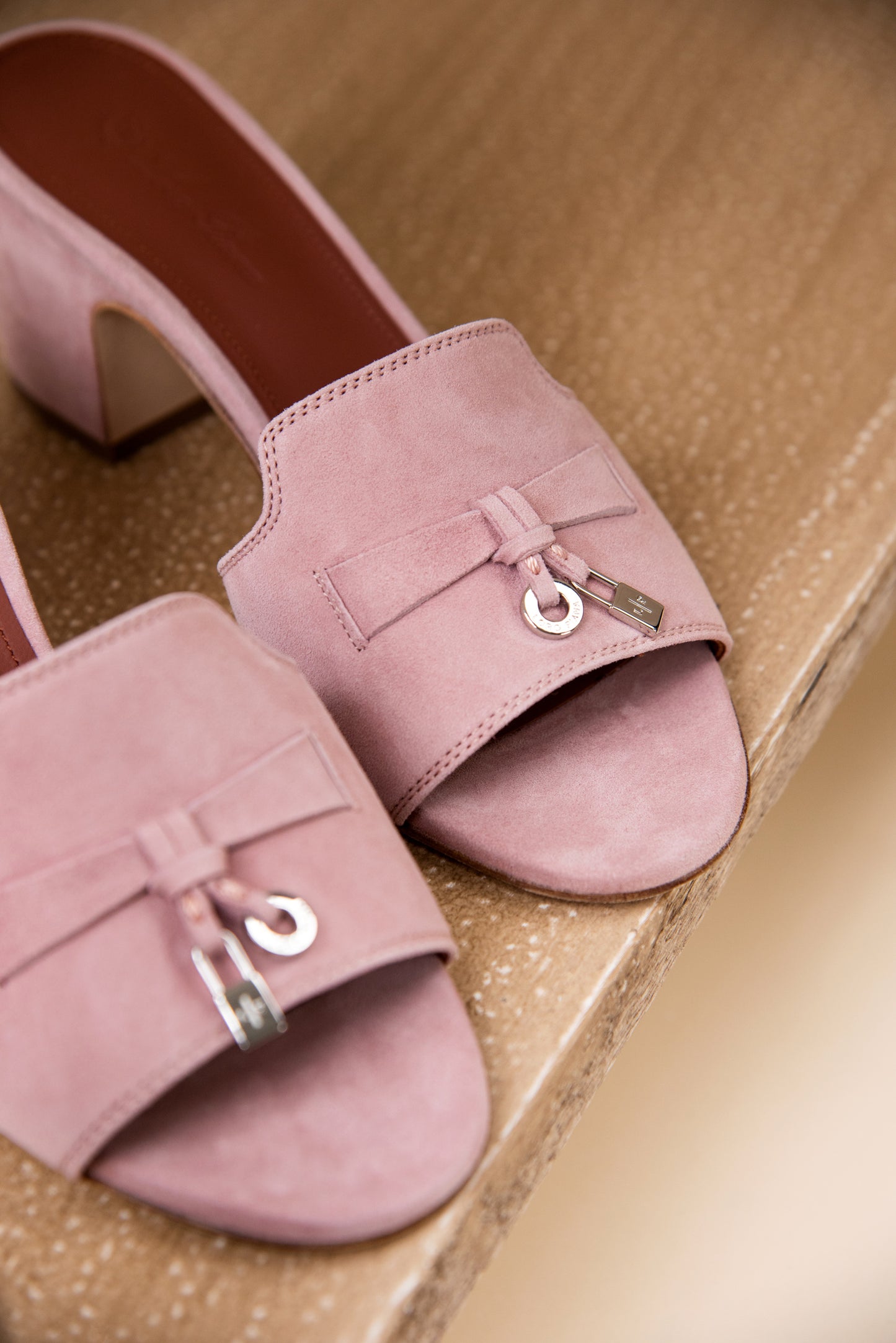 Loro Piana Summer Charms Suede Sandals in Flower Pot/Rough