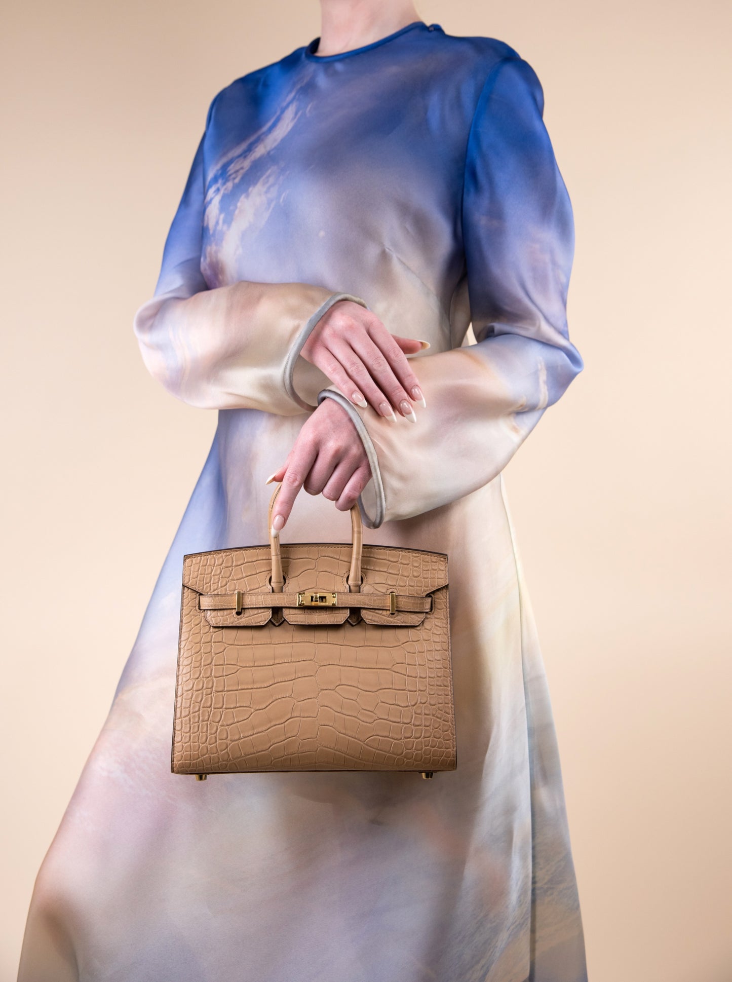 Hermès - Birkin 25 Matte Crocodile in Chai GHW