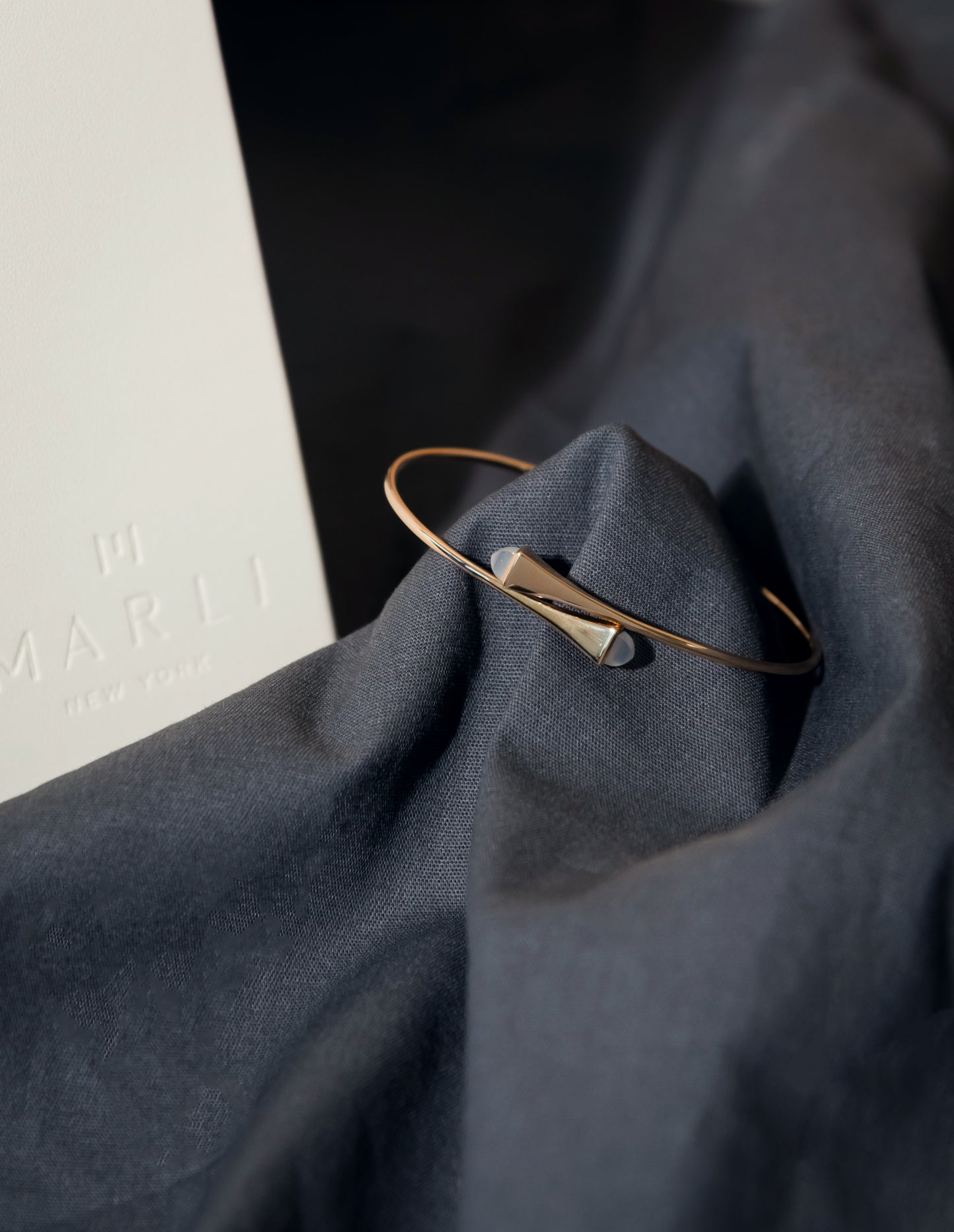 Marli Cleo Wire Bracelet Rose Gold & Moon Stone Stone