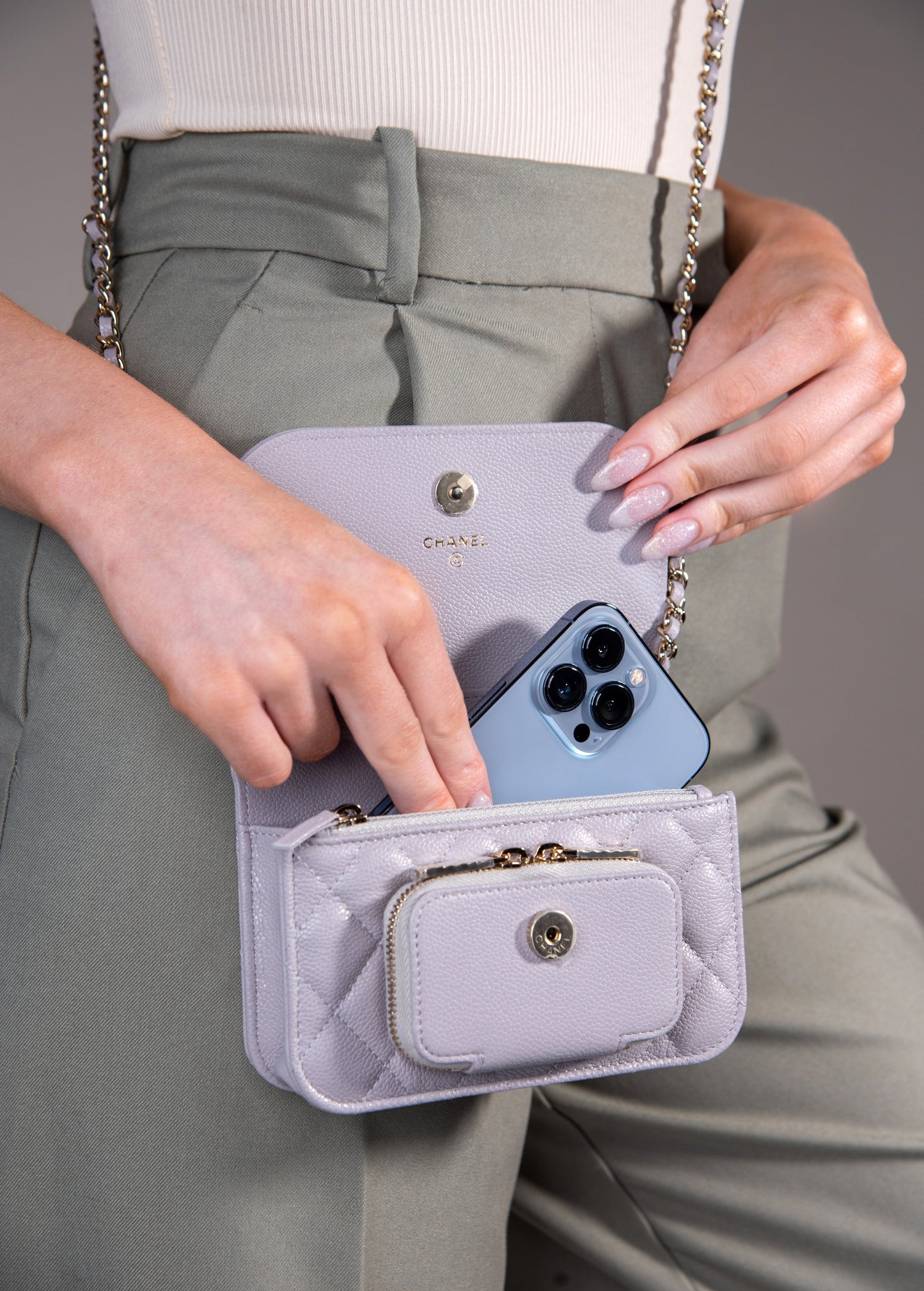 Chanel Clutch with Chain in Light Lavender