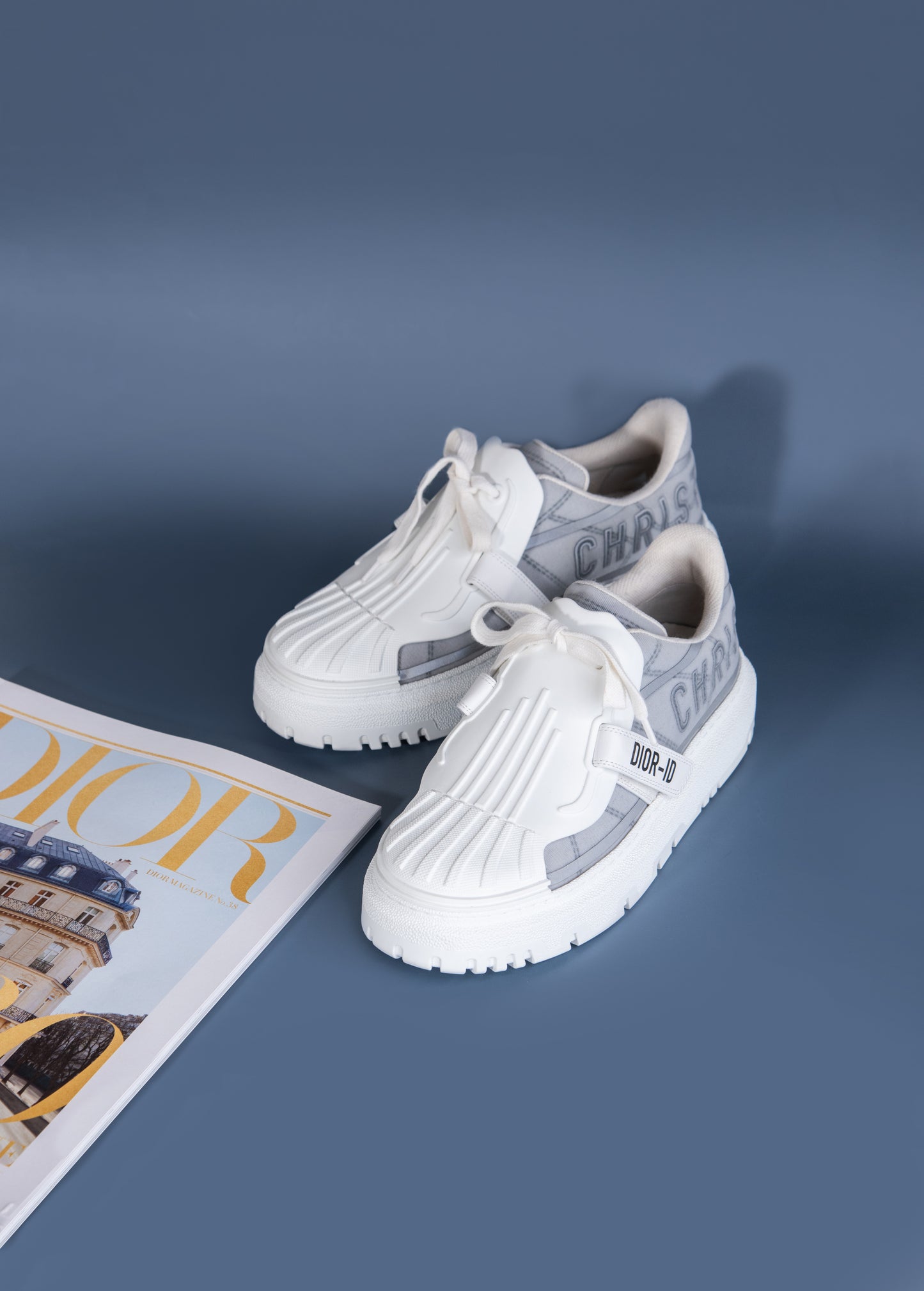 Dior White & French Blue Reflective Sneakers