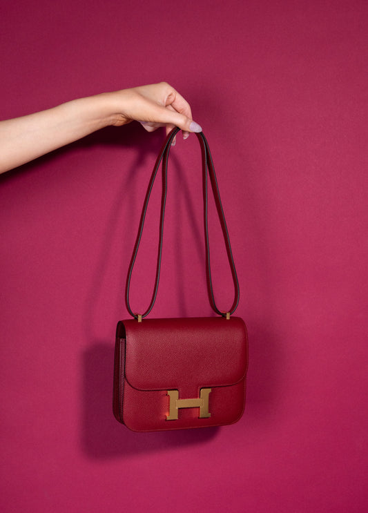 Hermès - Mini Constance Epsom in Rouge Grenat GHW