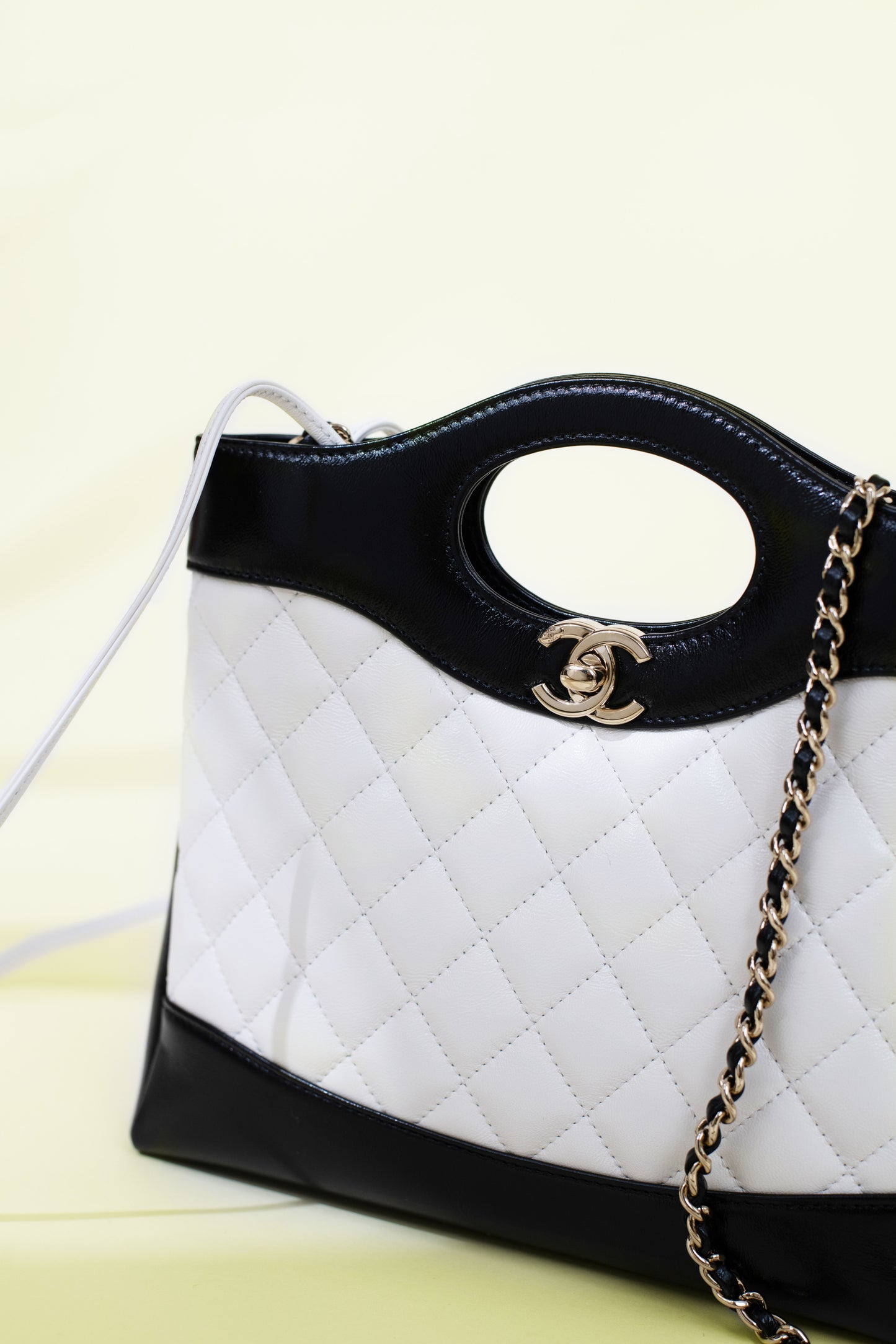 Chanel 31 Small Shopping Bag in Black/White with Chain