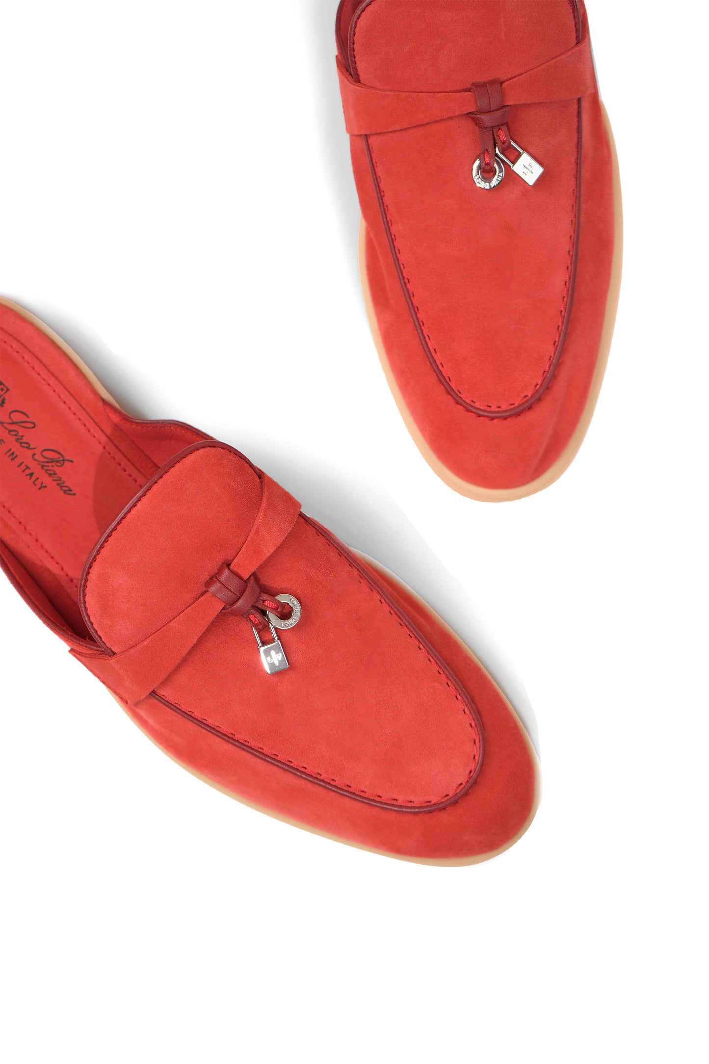 Loro Piana Babouche Mule in Red Fish