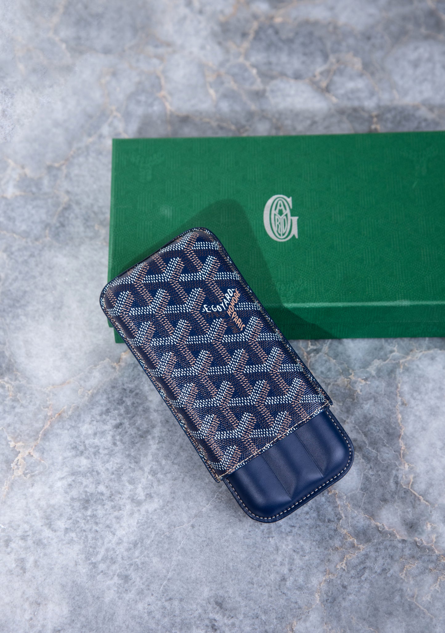 Goyard Churchill 3 Cigar Case Navy