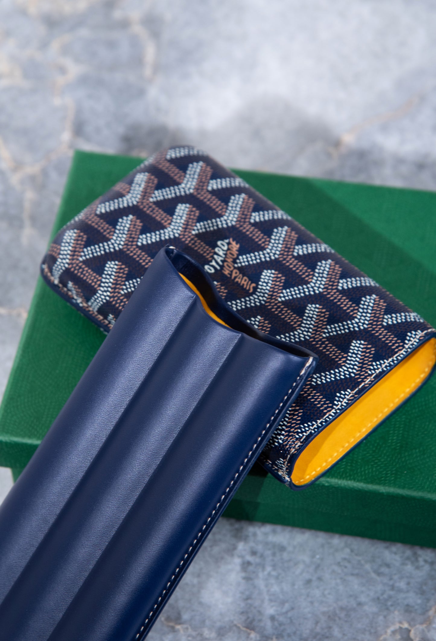 Goyard Churchill 3 Cigar Case Navy
