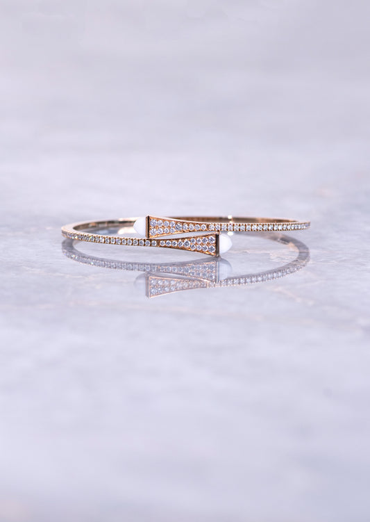 Marli Cleo Bracelet Rose Gold White agate stone with Diamond