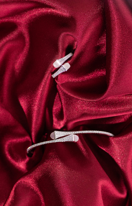 Marli Cleo White Gold & Opal Stone Full Diamond Bracelet & Ring