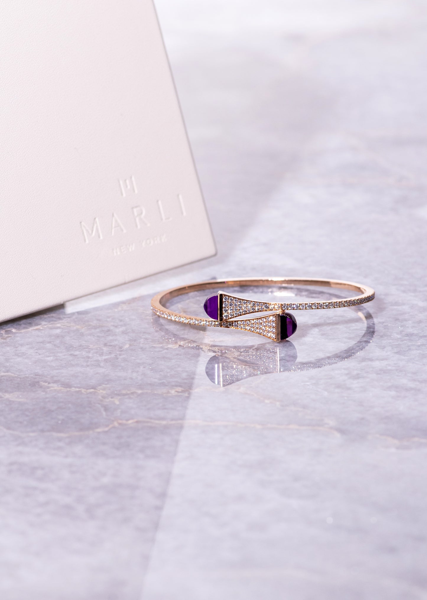Marli Cleo Amethyst Rose Gold Diamond Bracelet