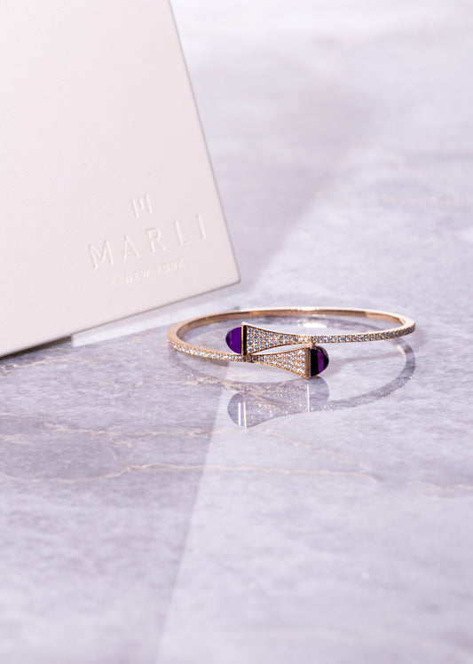 Marli Cleo Amethyst Rose Gold Diamond Bracelet