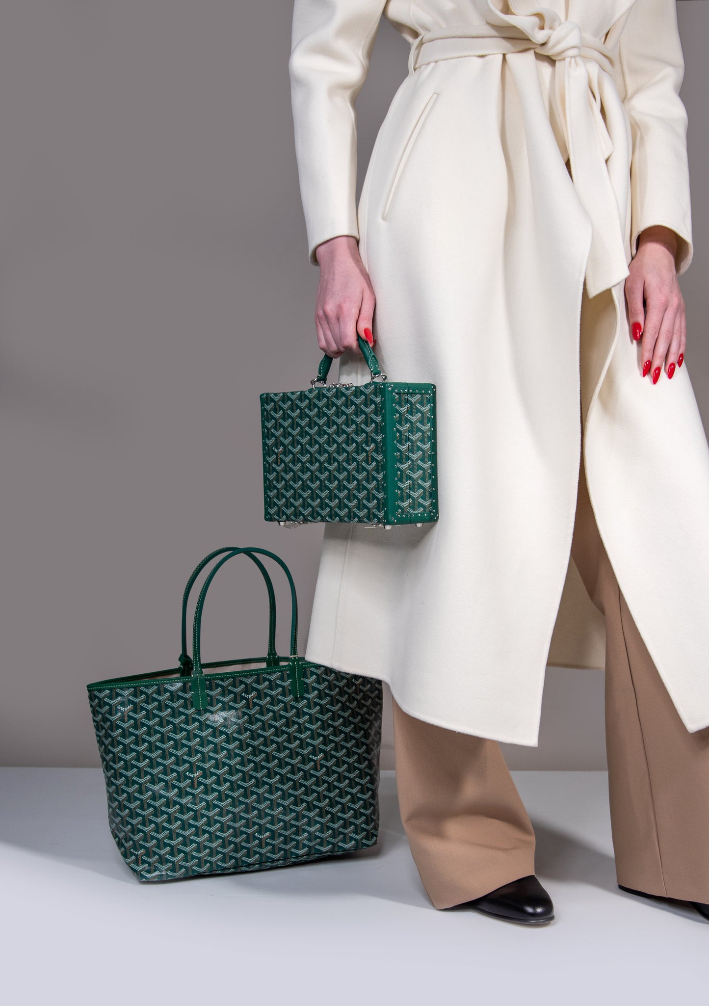 Goyard St Louis PM Green Bag & Grand Hotel Trunk Green Bag
