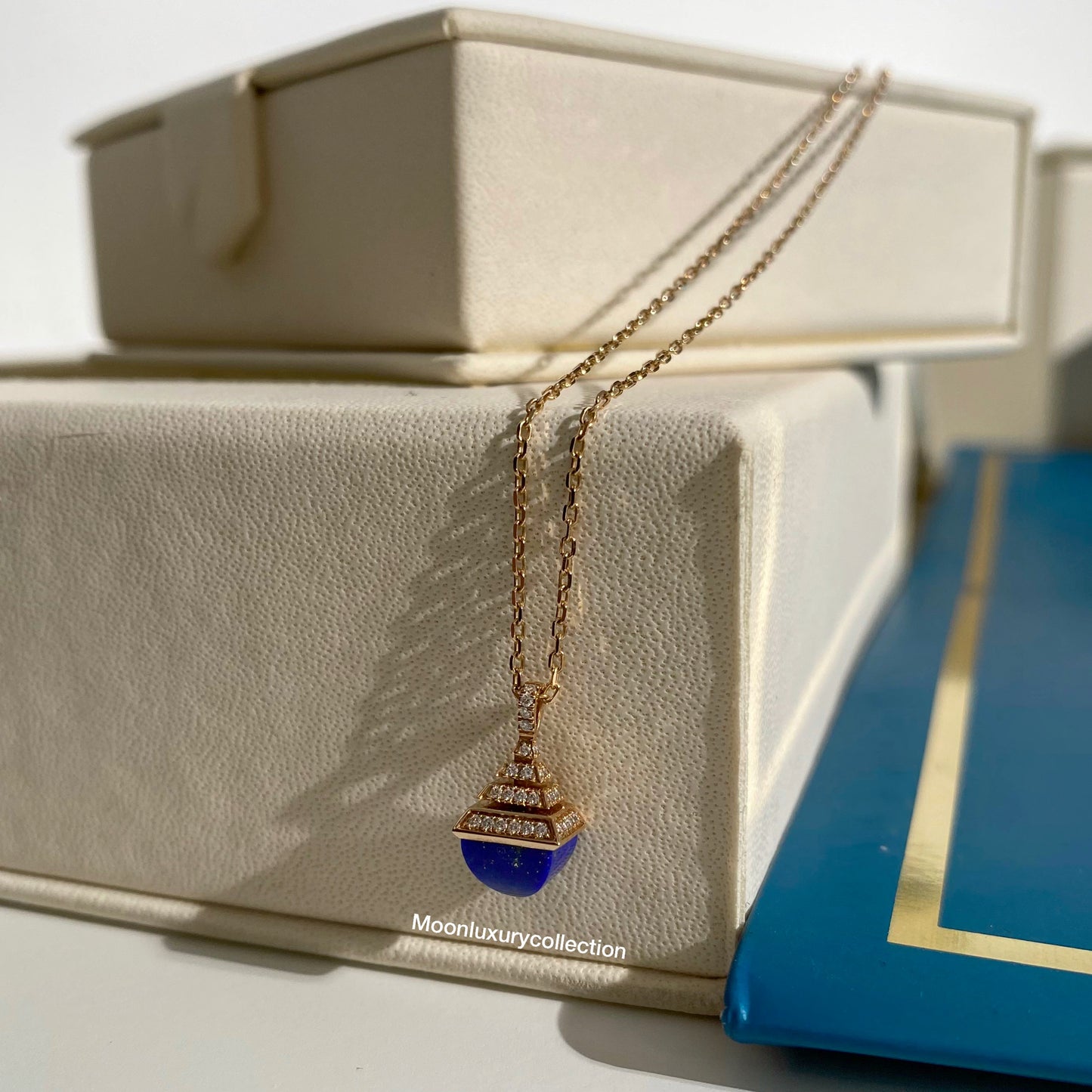 Marli Cleo Diamond Ring and Necklace in Gold and Lapis