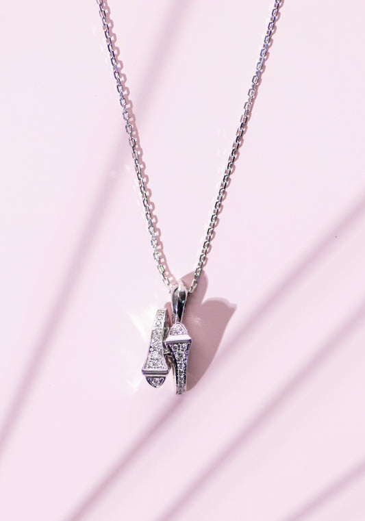 Marli Cleo White Gold Full Diamond Huggie Pendant