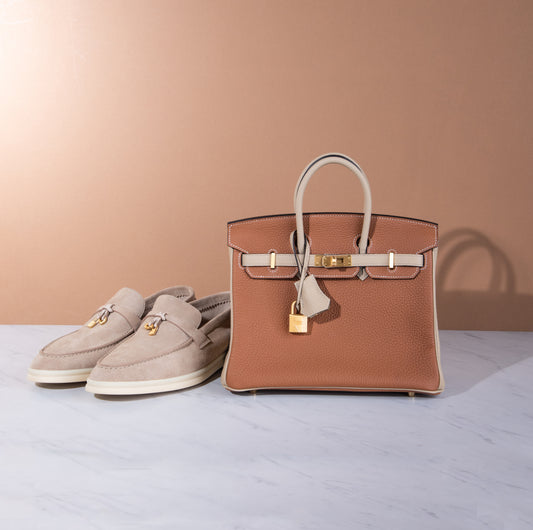 Loro Piana Summer Charms Walk Beige & Hermès HSS Birkin 25 Trench/Gold GHW