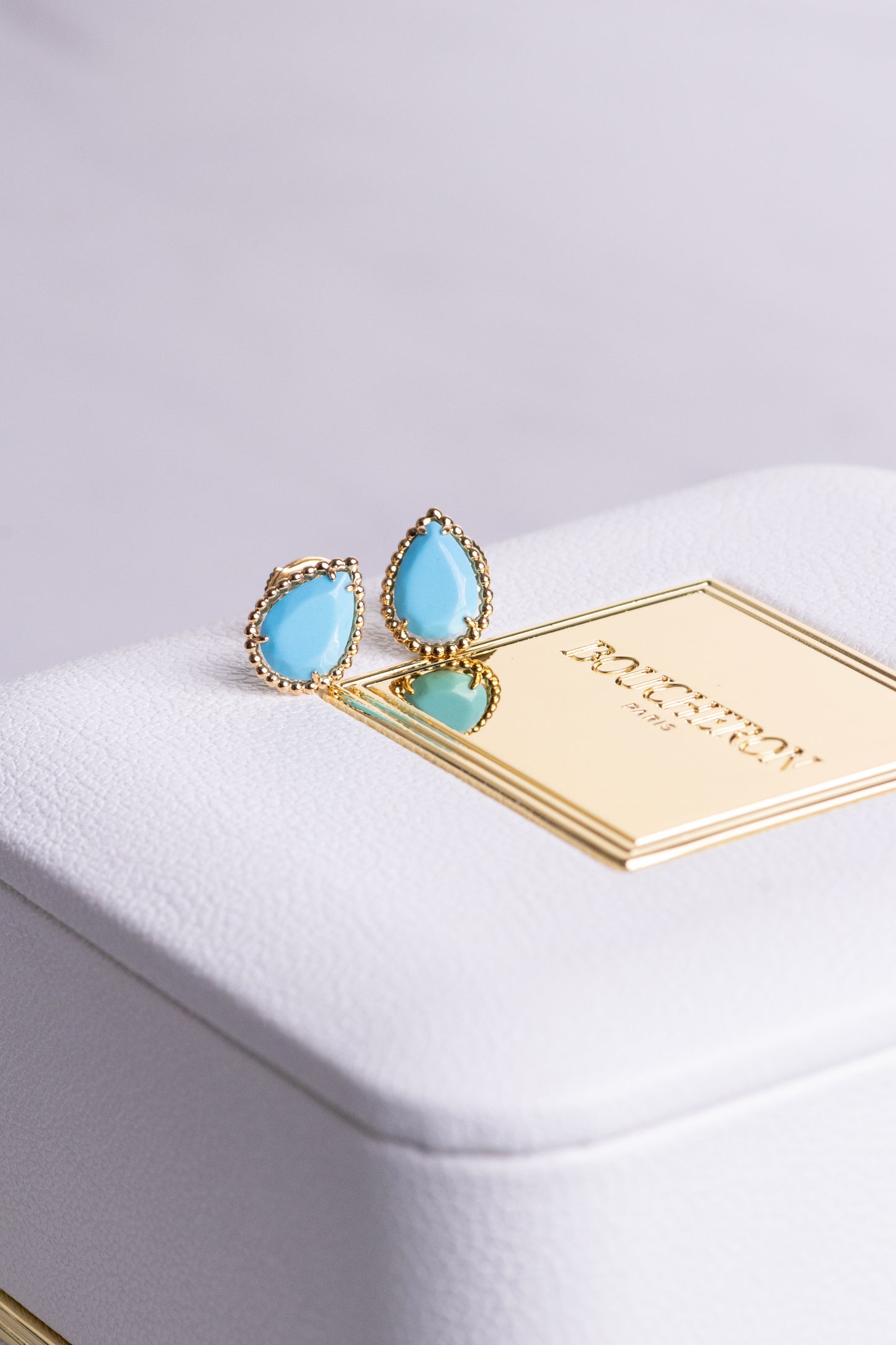 Boucheron Serpent Boheme Small Turquoise Stud Earrings in Yellow Gold