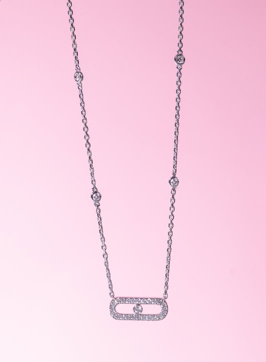 Messika Move Uno Pavé White Gold Diamond Necklace