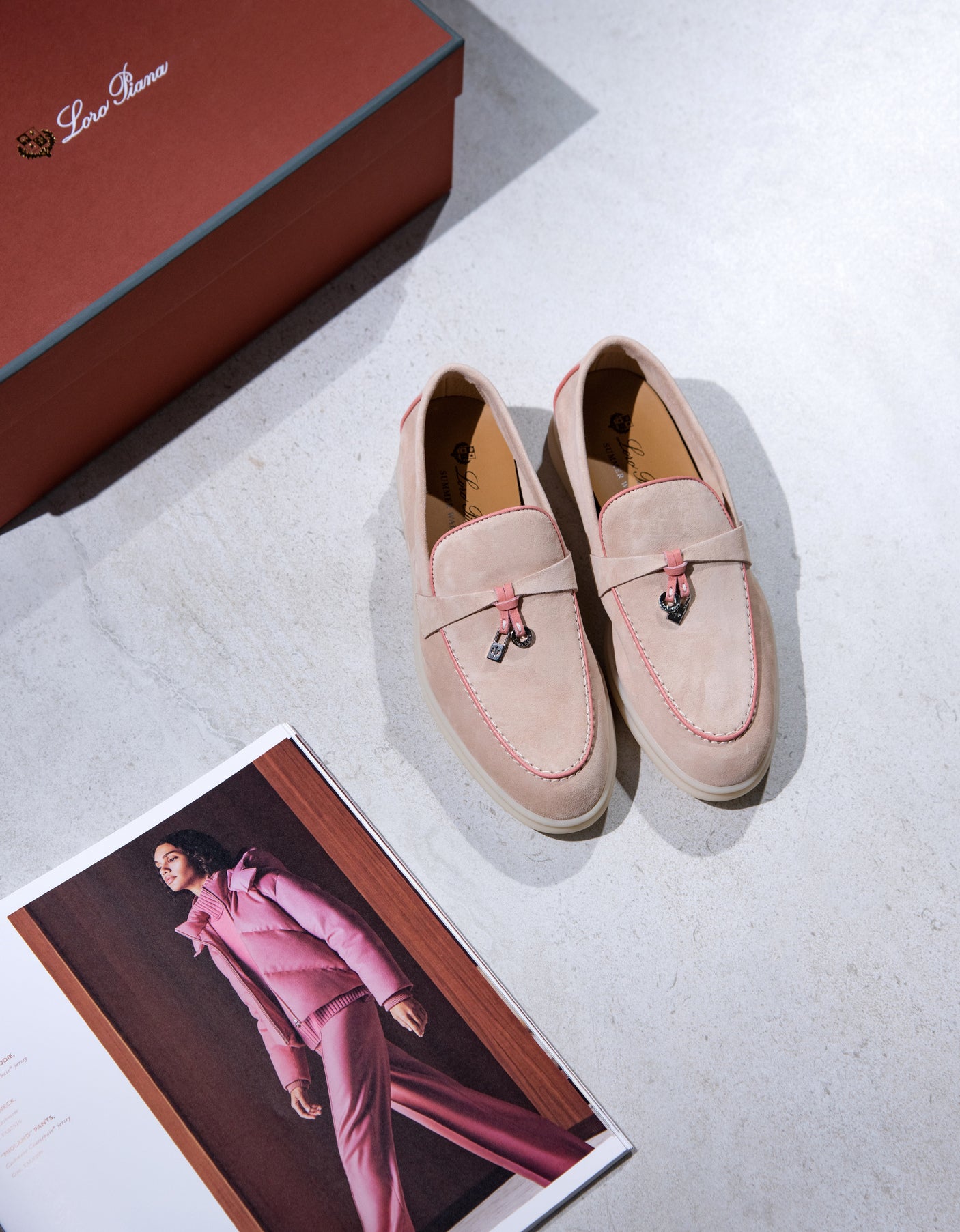 Loro Piana Summer Walk Shoes in Pink Sand