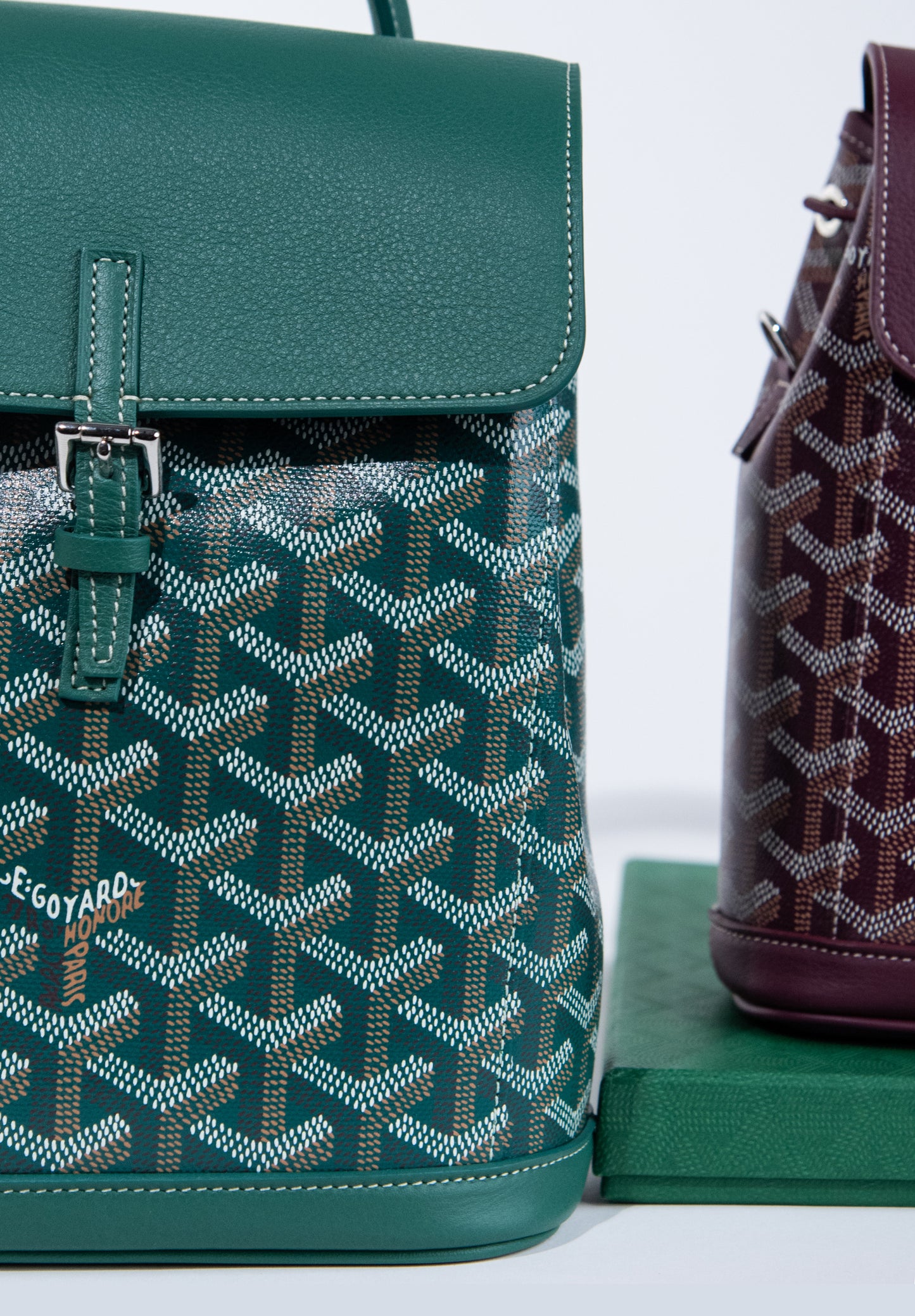 Goyard Alpin Mini Backpack in Green & Burgundy