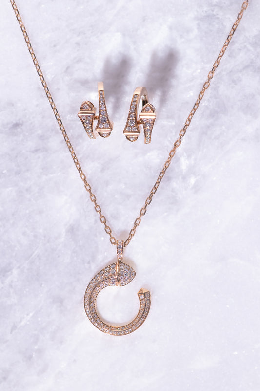 Marli Cleo Venus Rose Gold Necklace & Huggie Earrings