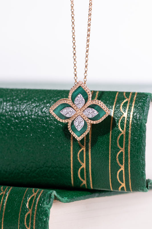 Roberto Coin Venetian Princess Flower Malachite Necklace